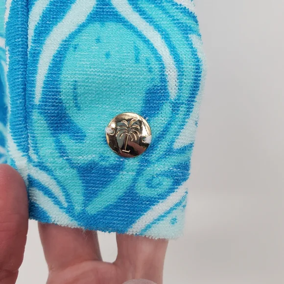 Lilly Pulitzer Brigitte Blue & White Terry Cloth Swim Sleeveless Cover Up Sz. XS - Picture 9 of 10